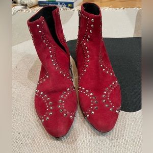 What for | red studded flat ankle boots